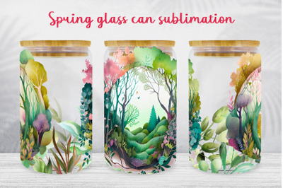 Spring forest glass can wrap Landscape libbey sublimation