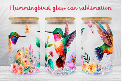 Hummingbird glass can wrap Tropical libbey can sublimation