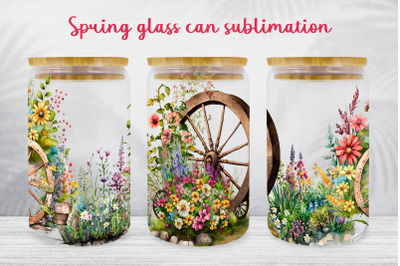 Garden glass can wrap Spring wheel libbey can sublimation