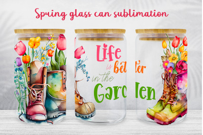 Garden glass can wrap Spring wheel libbey can sublimation