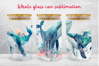 Whale glass can wrap Ocean sublimation png Underwater life