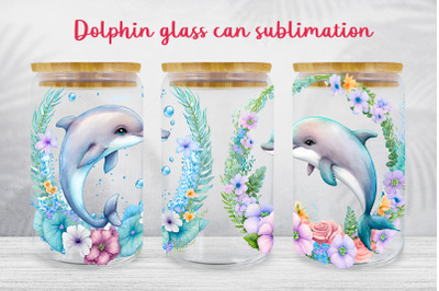 Dolphin glass can wrap Ocean sublimation png Underwater life