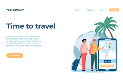 Time to travel concept landing page agency