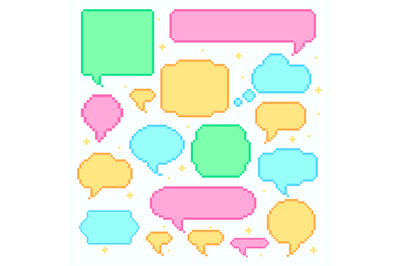 Pixel speech bubbles collection of various form and shape