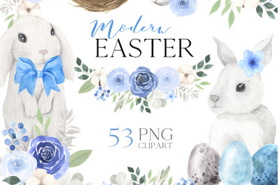 Watercolor Easter Spring Bunny Set