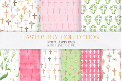 Watercolor Easter Crosses Digital Papers