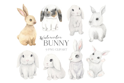Watercolor Bunny Animals Clipart