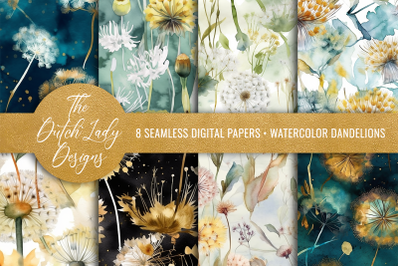 Seamless Watercolor Dandelion Patterns