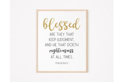 Bible Verse Wall Decor, Blessed Bible Verse, Psalm 106:3