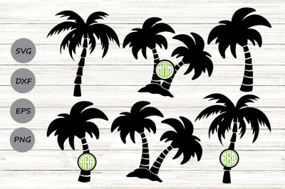 Palm Tree Monogram Svg, Palm Tree Silhouette Svg, Beach Monogram Svg.