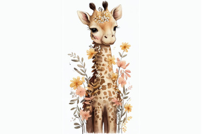 Giraffe with Flowers | Spring Collection