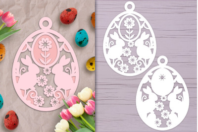 Floral Bunnies Layered Easter Ornament