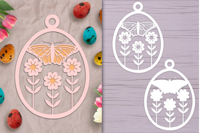 Butterfly Layered Egg SVG Ornament