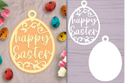 Happy Easter Egg Layered SVG Ornament