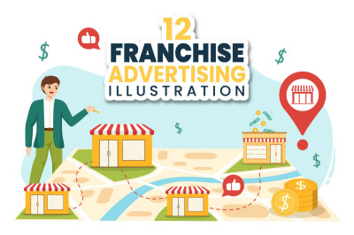 12 Franchise Advertising Business Illustration