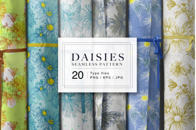 Daisies Chamomile seamless pattern