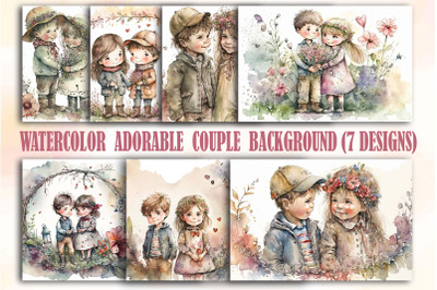 Watercolor Adorable Couple Backgrounds
