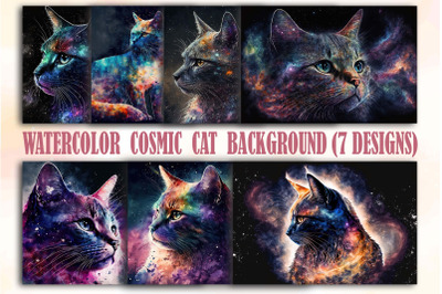 Watercolor Cosmic Cat Backgrounds