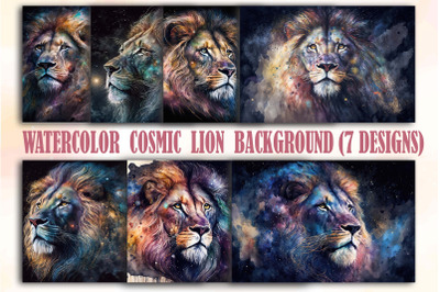 Watercolor Cosmic Lion Backgrounds