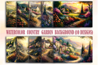 Watercolor Country Garden Backgrounds