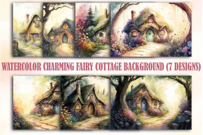 Watercolor Charming Fairy Cottage Backgrounds