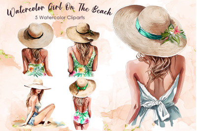 Watercolor Girl On The Beach Bundle