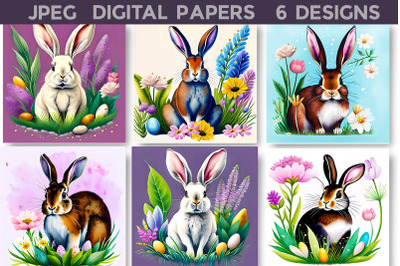 Easter Bunny Digital Papers | Spring Bunny Sublimation