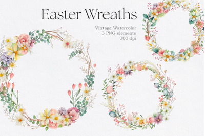 Watercolor Spring Wreaths PNG Clipart
