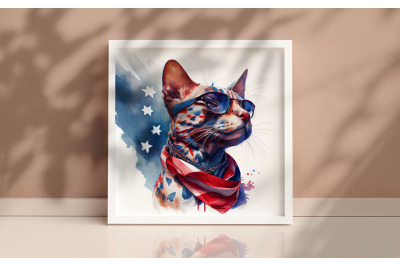 4th of July Bengal Cat Background