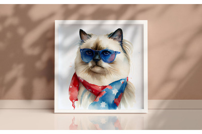 4th of July Birman Cat Background