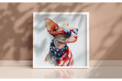 4th of July Cornish Rex Cat Background