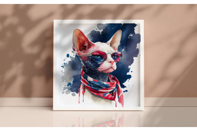 4th of July Devon Rex Cat Background