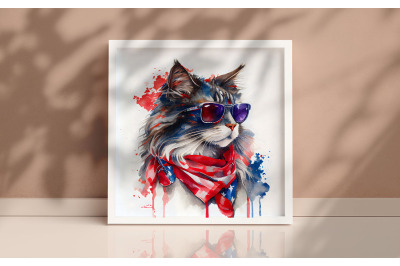 4th of July Maine Coon Cat Background