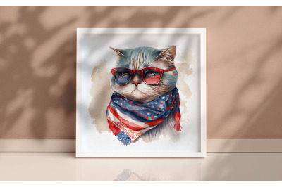 4th of July Persian Cat Background