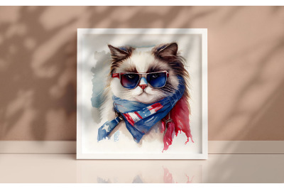 4th of July Ragdoll Cat Background