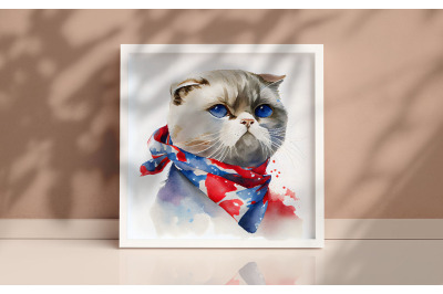 4th of July Scottish Fold Cat Background