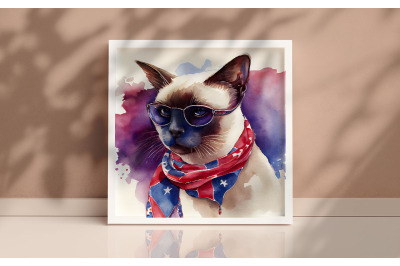 4th of July Siamese Cat Background