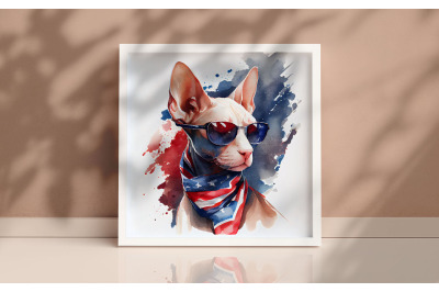 4th of July Sphynx Cat Background