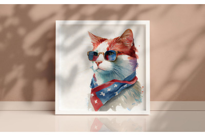 4th of July Turkish Van Cat Background