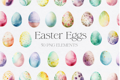 Vintage Watercolor Easter Eggs Clipart