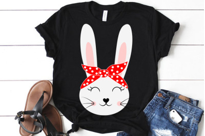 Rabbit svg, bunny svg, animal face with bandana svg file, design, clip