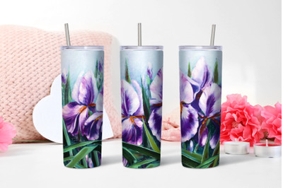 Watercolor irises 20 oz sublimation in a glass