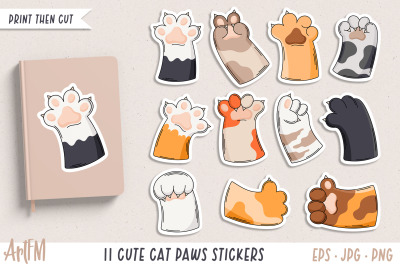 Cute Cat Paws Stickers | Cat Paw Gestures PNG | Animal Paws