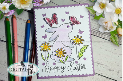 Bunny with butterfly pop up Easter card svg Cricut cards