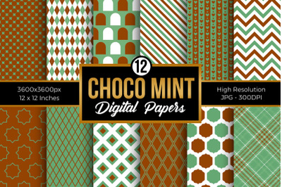 Chocolate &amp; Mint Digital Papers