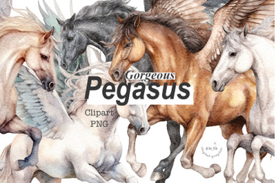 Pegasus watercolour clipart png
