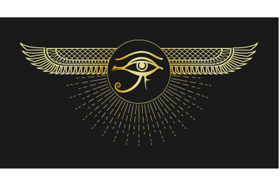 Ancient Egyptian Symbol Eye of Horus Emblem on Black Background