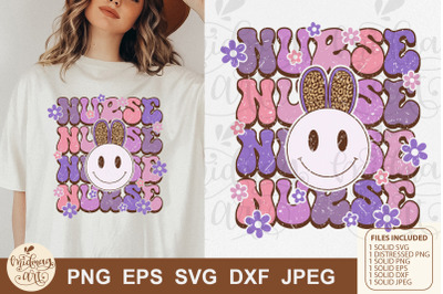 Retro Easter nurse svg png sublimation, distressed png sublimation