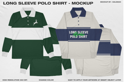 Long Sleeve Polo Shirt - Mockup