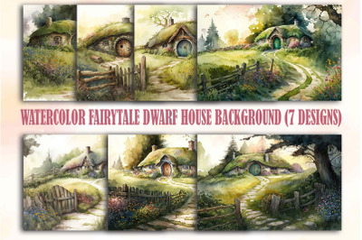 Watercolor Fairytale Dwarf House Backgrounds
